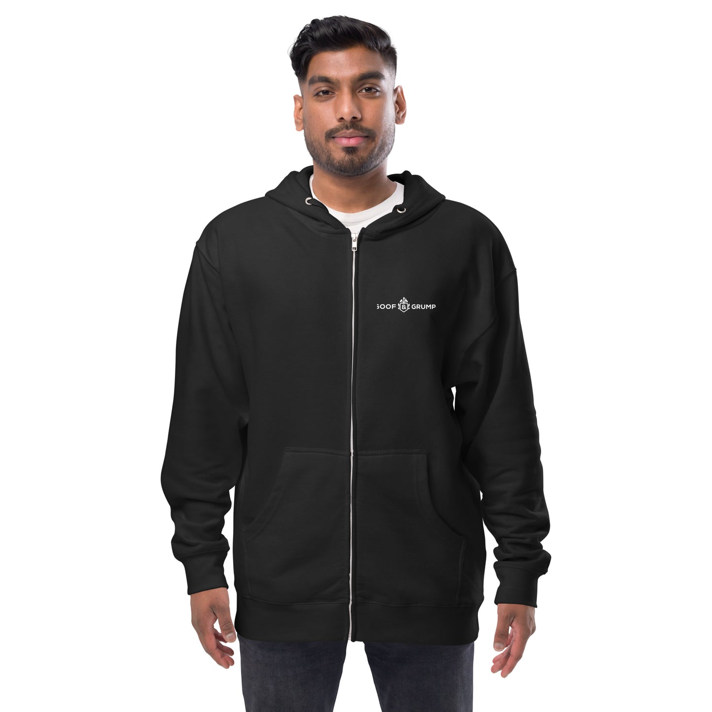 Fleece zip hoodie - Black - G&G Logo and Shield